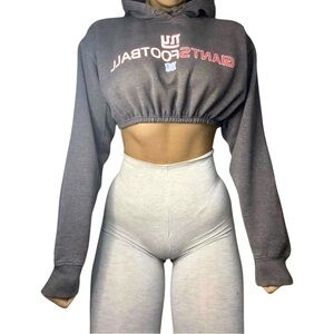 New York  Giants Football Reworked  Cropped Hoodie